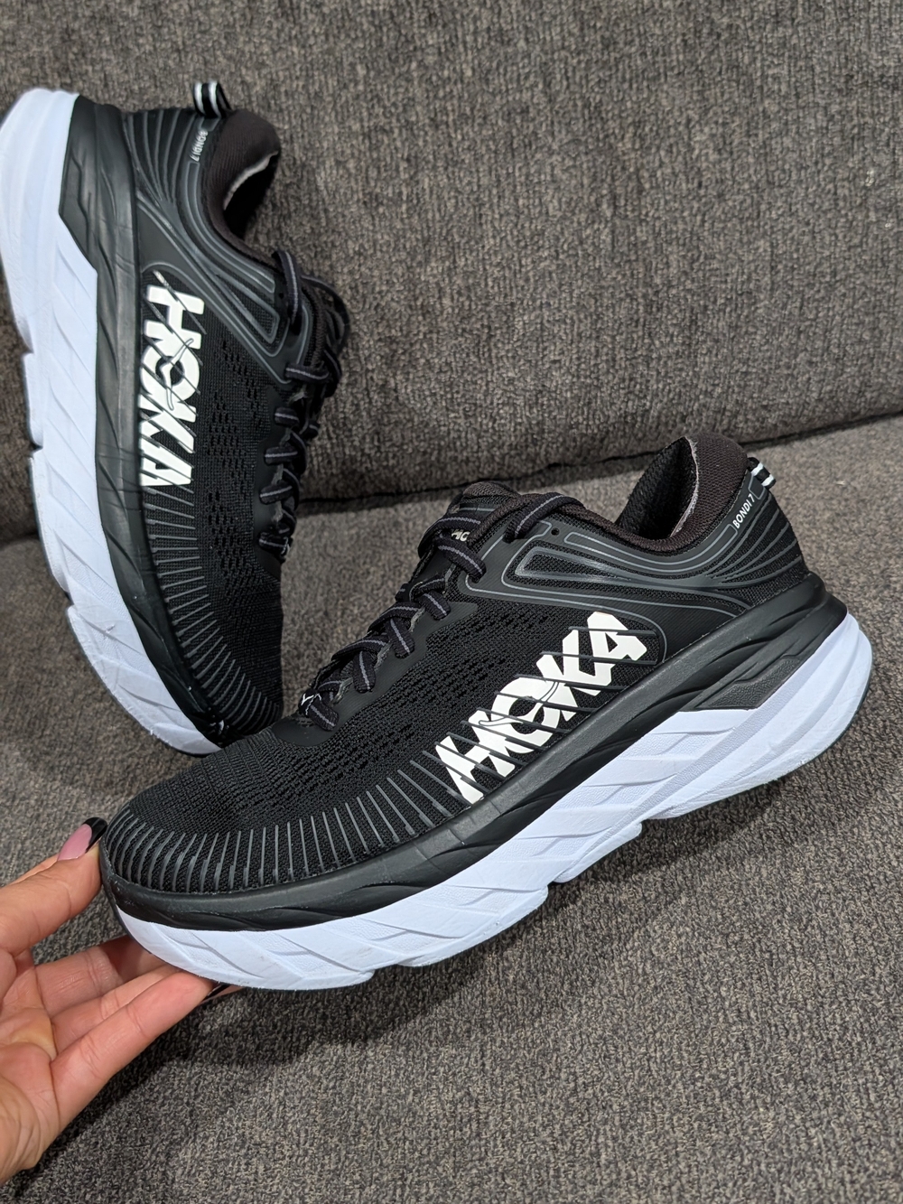 HOKA Black and White Running Shoes